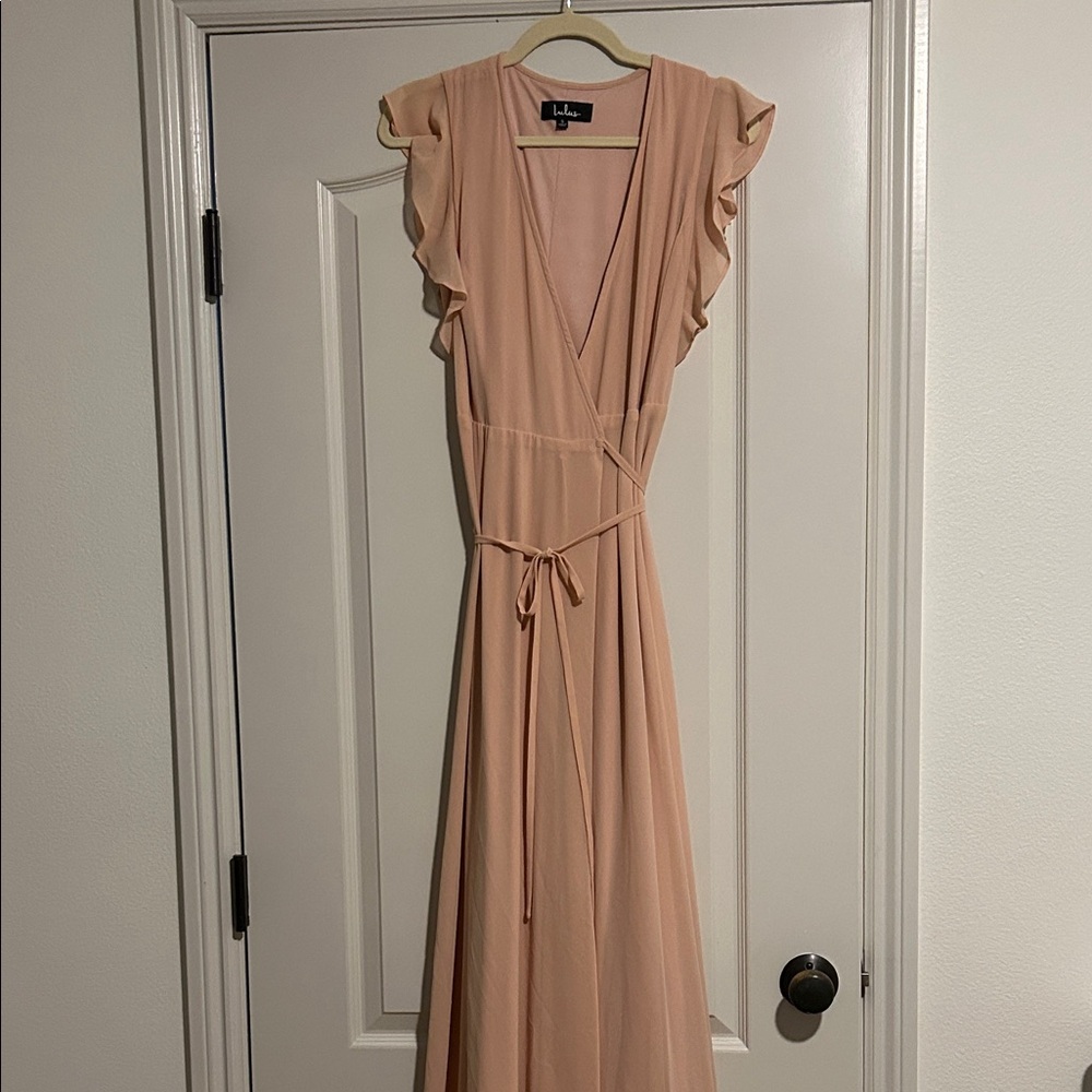 Lulu's Blush Ruffle Sleeve Maxi Dress